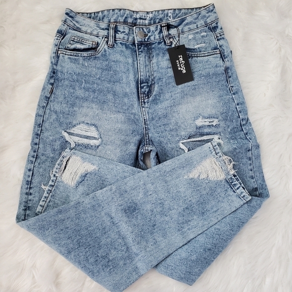 New! Refuge Denim Mom Relax High Rise Distressed Ripped Jeans. Size 5. - Picture 4 of 11